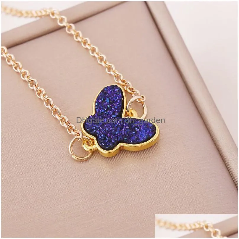 cute multicolor acrylic butterfly pendant necklaces for women cocktail party statement necklace steet style korean fashion jewelry