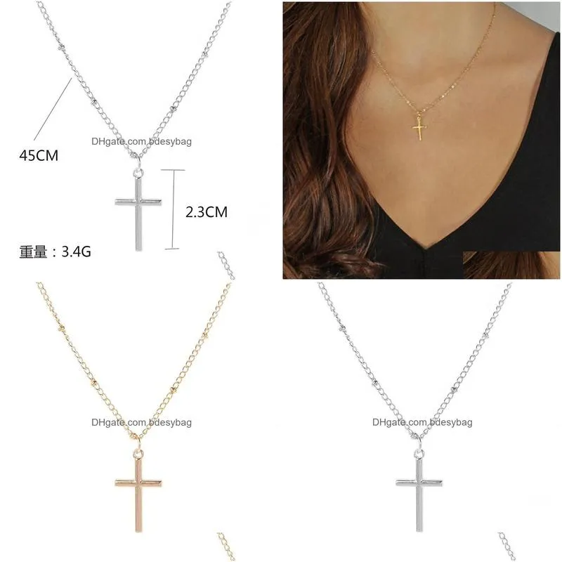 newest fashion summer silver chain cross necklace small gold religious jewelry gift for women wholesale