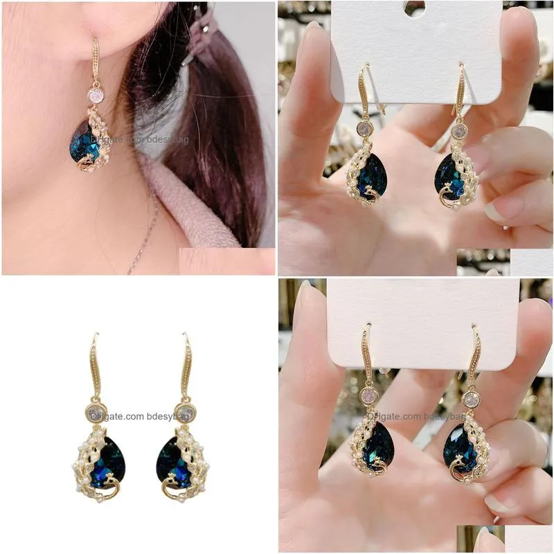 vintage peacock dangle earring female chinese style long earrings for women fashion jewelry gift diy creativity