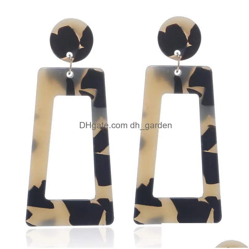 new acetate plate dangle earrings stud women fashion accessories geometric long square multicolor earring exaggerated leopard print