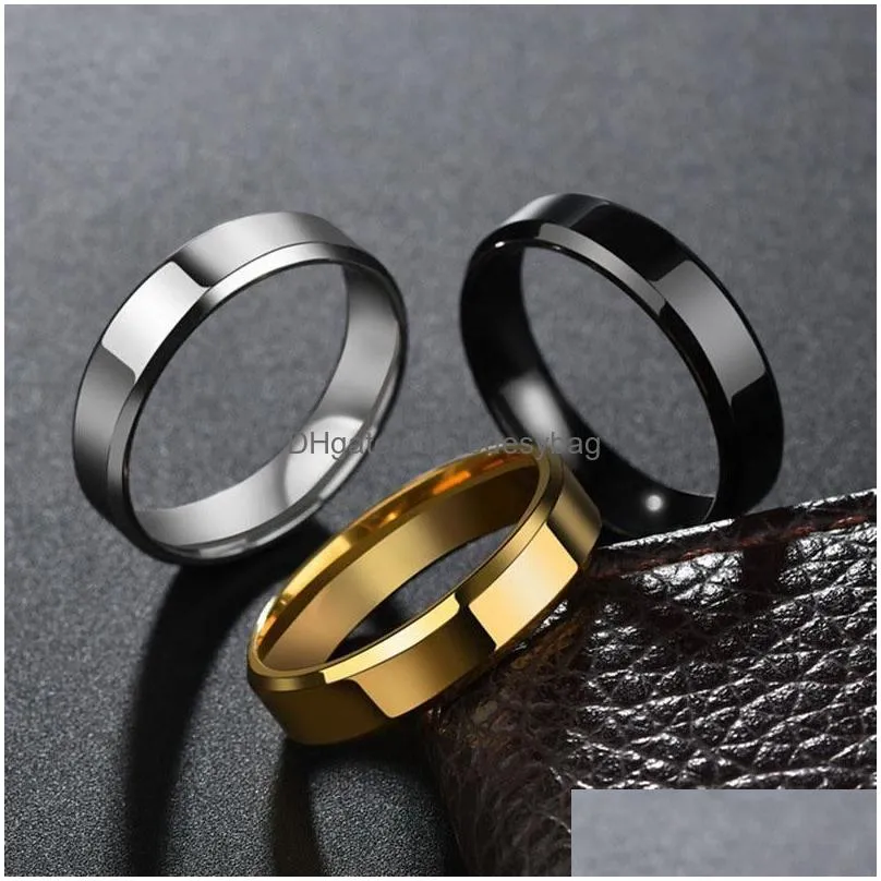 4mm stainless steel rings for men women blank band ring can engrave high polished edges engagement jewelry fit 511 size