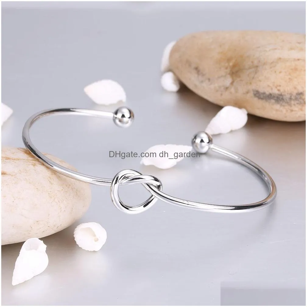fashion knot bracelet silver color open cuff bangles jewelry love proposal will you be my bridesmaid good friend gift