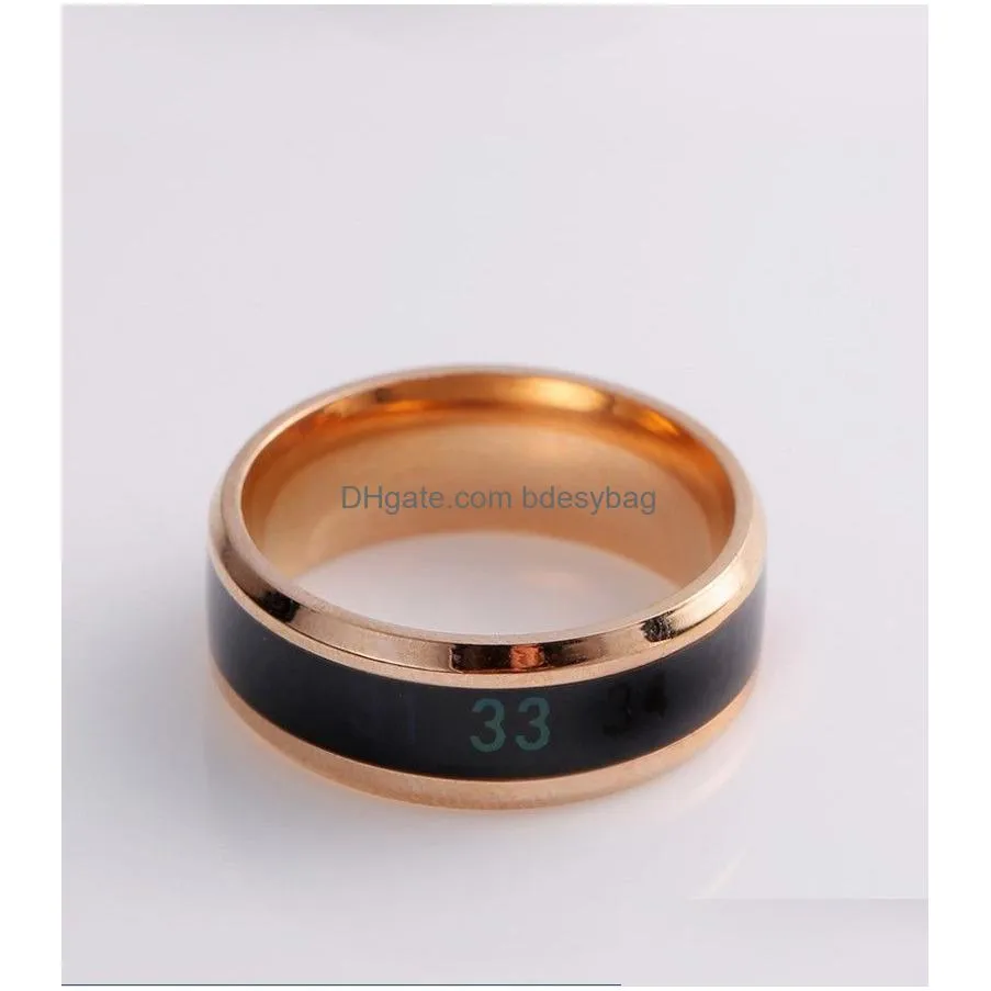 1pc smart measurement temperature ring stainless steel couple mood rings creative jewelry gift for men women