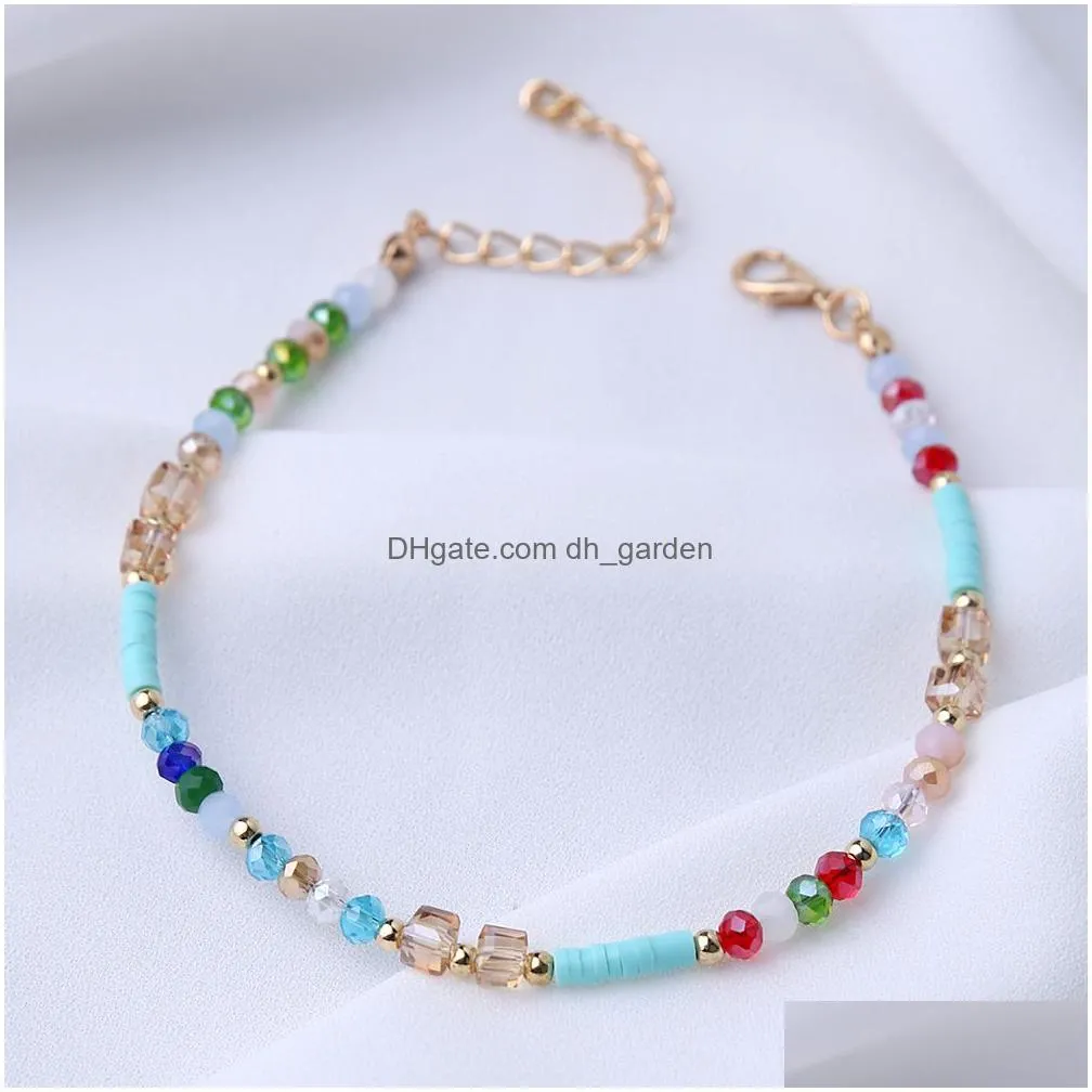 fashion personalized contrast color bead anklets for women barefoot sandals foot anklet bracelet bohemia summer beach charm bead jewelry