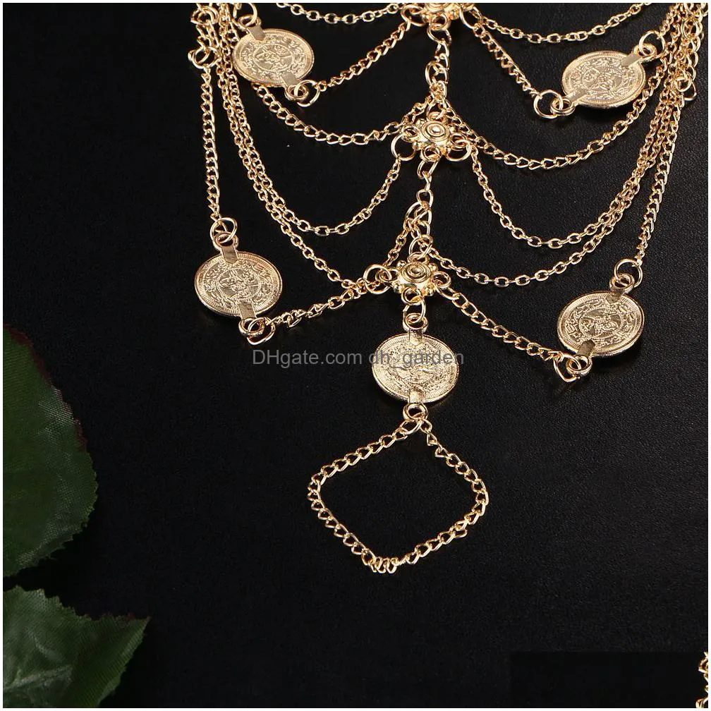 summer beach anklet gold chian jewelry women adjustable silver coin barefoot sandal foot toe ring