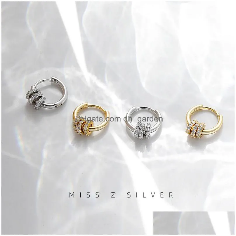 silver two wear methods small circle rhinestone stud earrings women unique design fashion light luxury jewelry