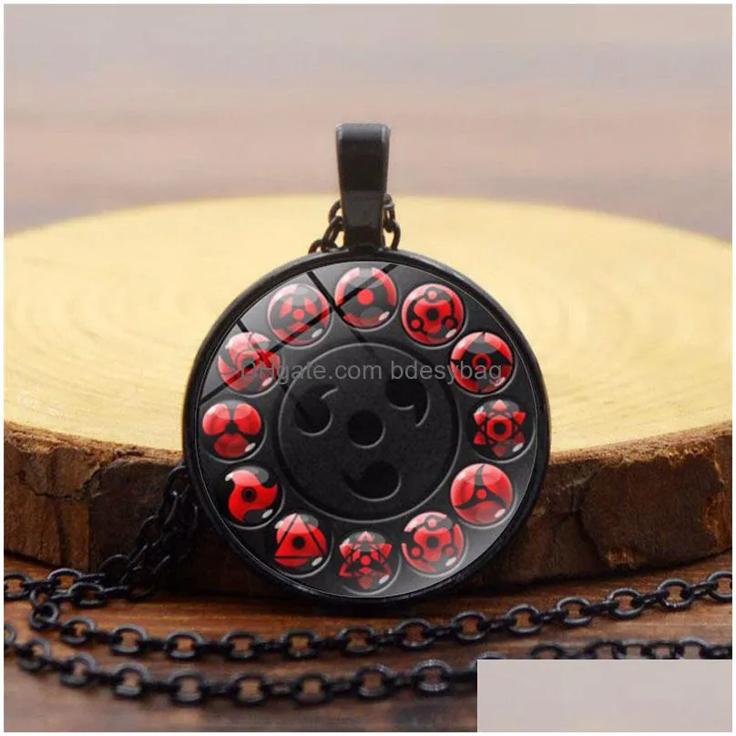 sharingan pendant necklace classic japanese anime accessories cosplay akatsuki itachi cartoon jewelry mens chain gift wholesale