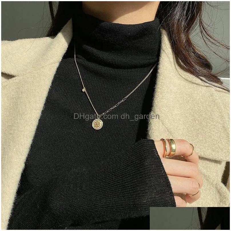 camellia pendant clavicle necklace fashion hip hop jewelry link chain designer necklaces for men women gift