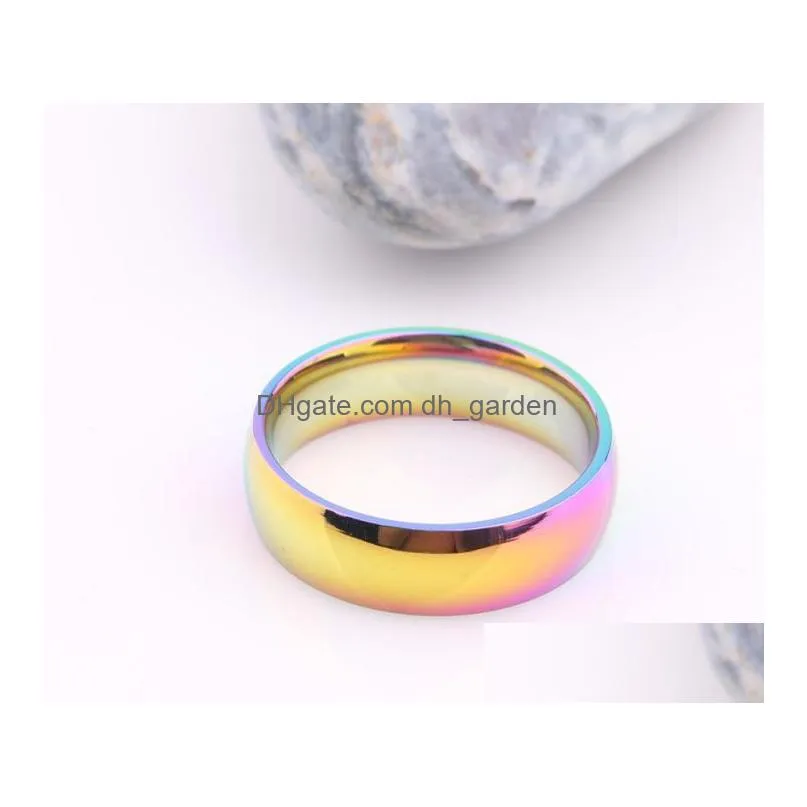 2021 new fashion mens womens rainbow colorful ring titanium stainless steel wedding band rings dropshipping