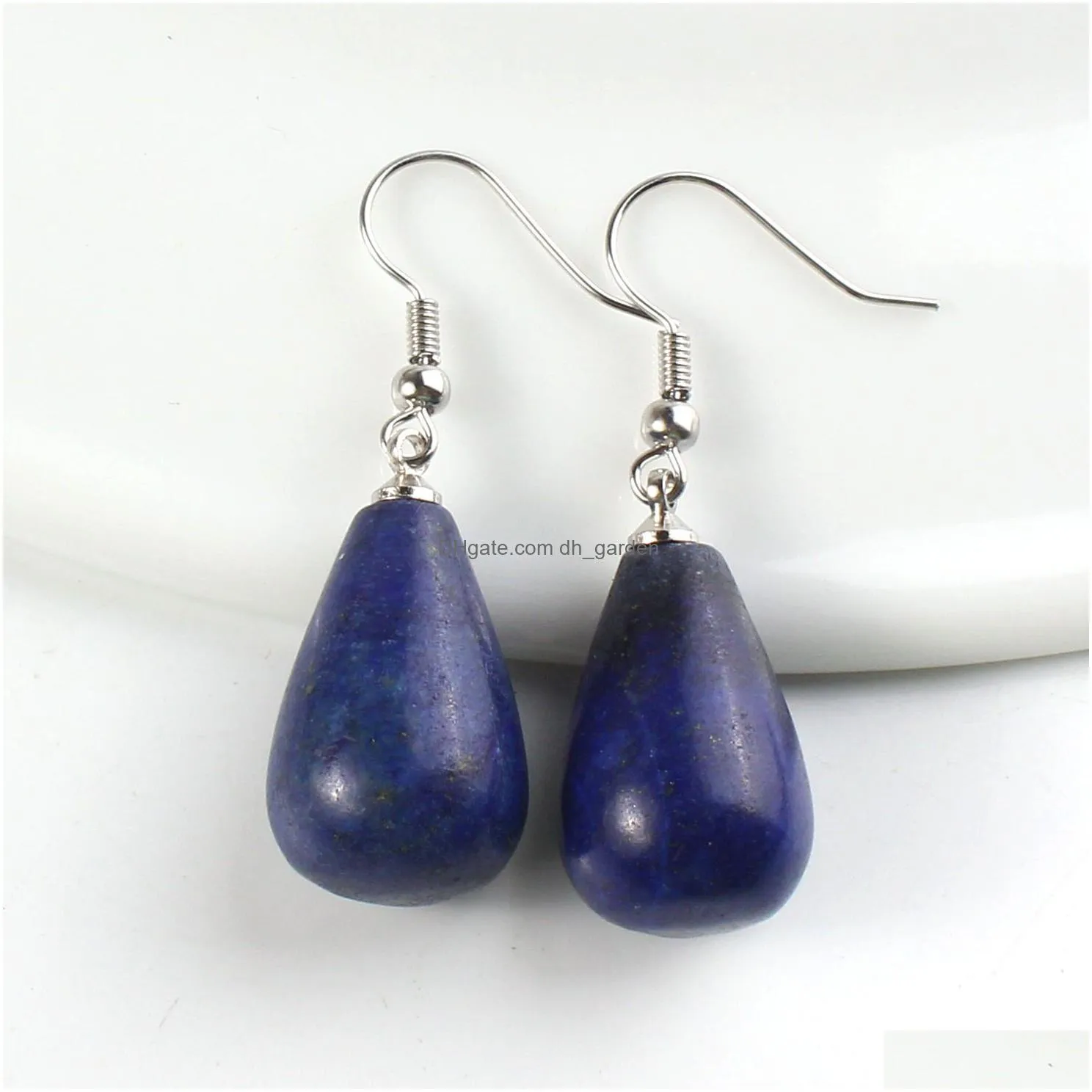 new summer women jewelry natural reiki chakra stone dangle earrings tear pendant water drop earring white purple crystal dangler gift
