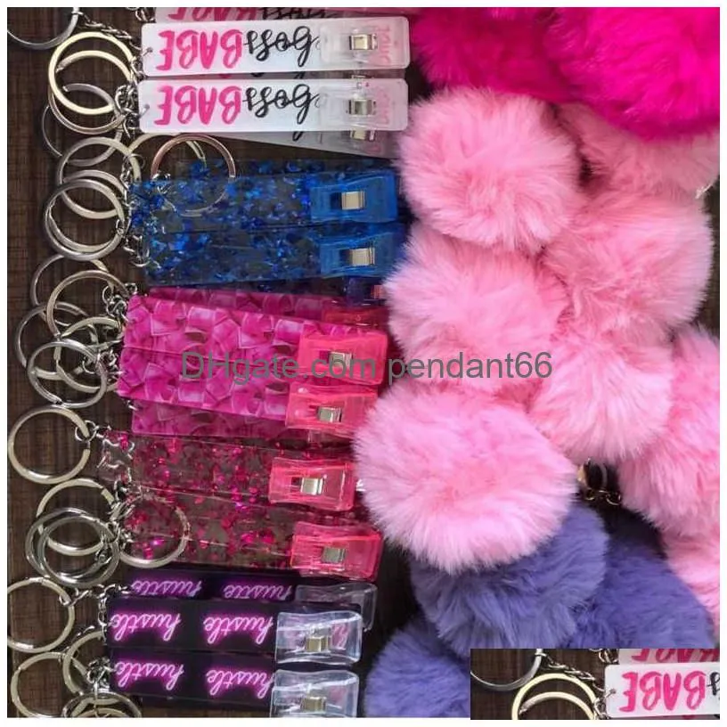 cute credit card puller pompom key rings acrylic debit bank card grabber for long nail atm rabbit fur ball keychain pink cards clip nails keychains 46