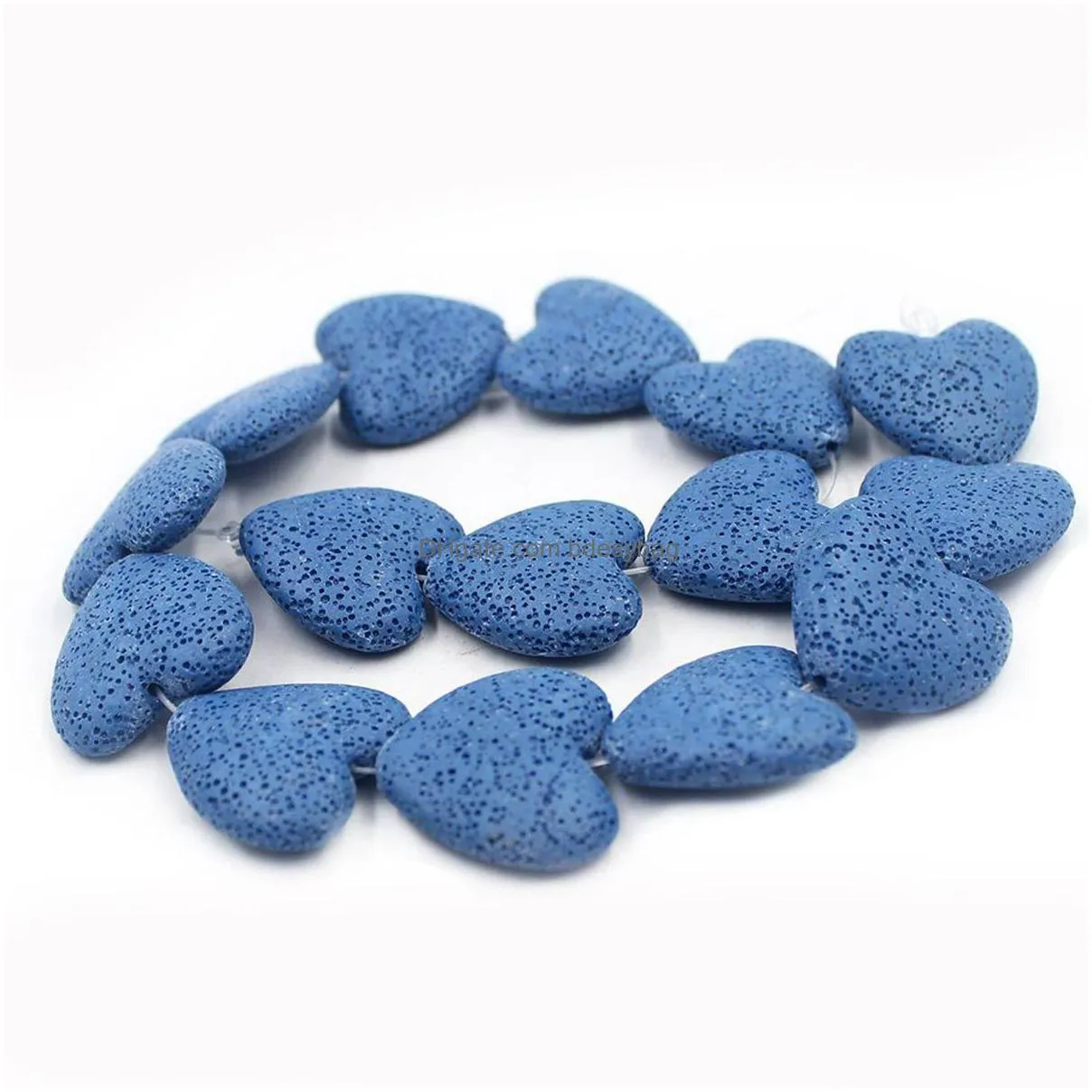 wholesale 28mm colorful heart shape lava stone beads diffuser  oil natual stone bead for making bracelet