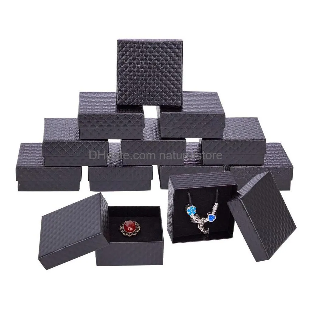 cardboard jewelry set box for ring necklace rectangle tan 8x5x3cm black 9x7x3mm white 7x7x3mm 9x9x3mm 24pcs