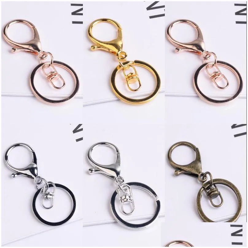 30mm key ring long 70mm popular classic 6 colors plated lobster clasp key hook chain jewelry making for keychain 310 n2