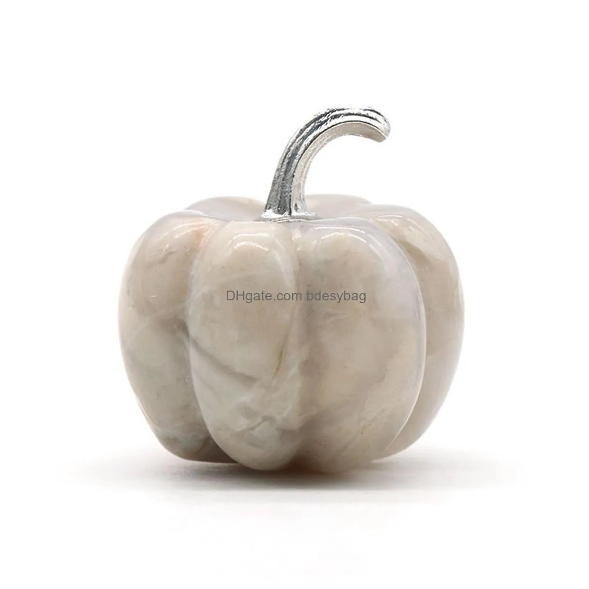 30mm natural stone multiple halloween pumpkins shape crafts natural rhodonite pumpkin ornament