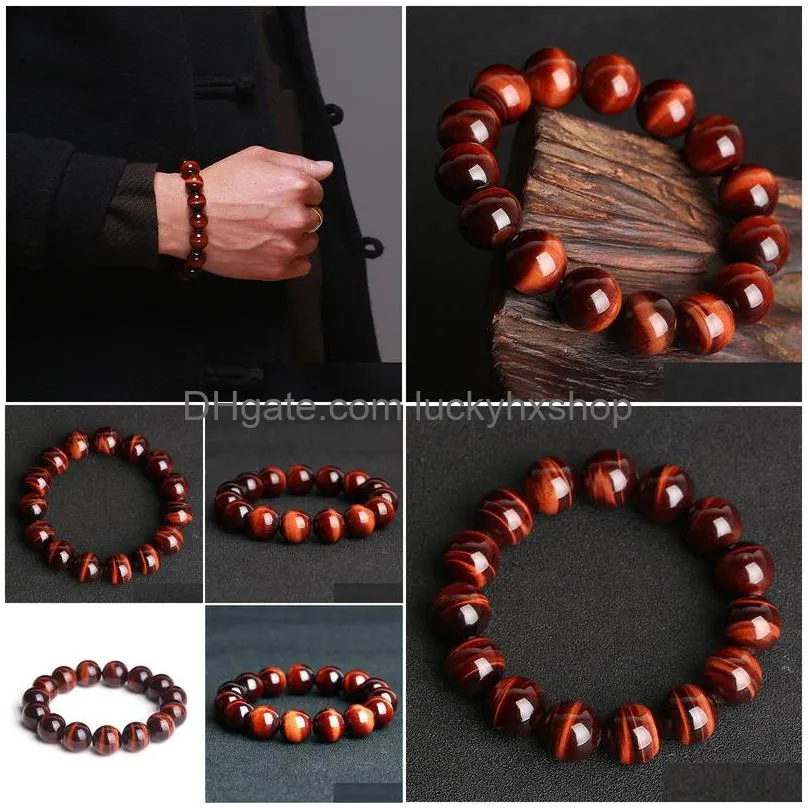 minimalist natural stone prayer beads tiger eye bracelet 5aadd high quality red brown natural stone braclet for men yoga jewelry