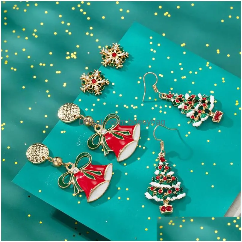 christmas earrings holiday ornaments set gifts for female girls thanksgiving ornaments christmas snowman snowflakes deer santa claus tree