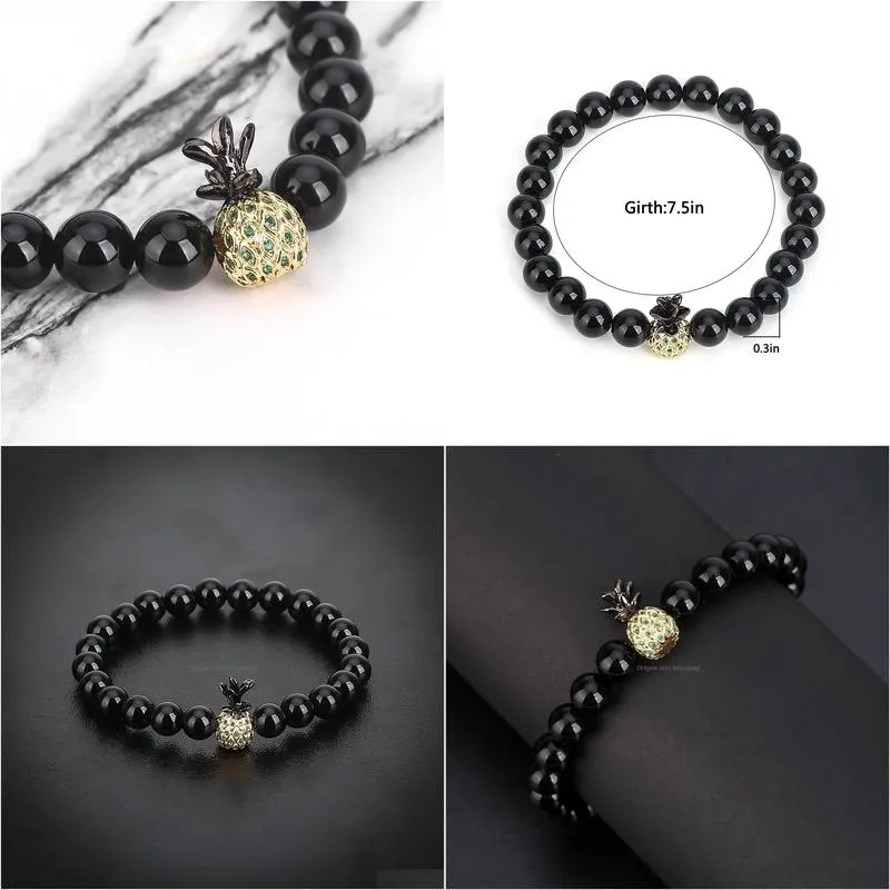 zircon 2018 pineapple bracelet 8mm mens and womens bracelet