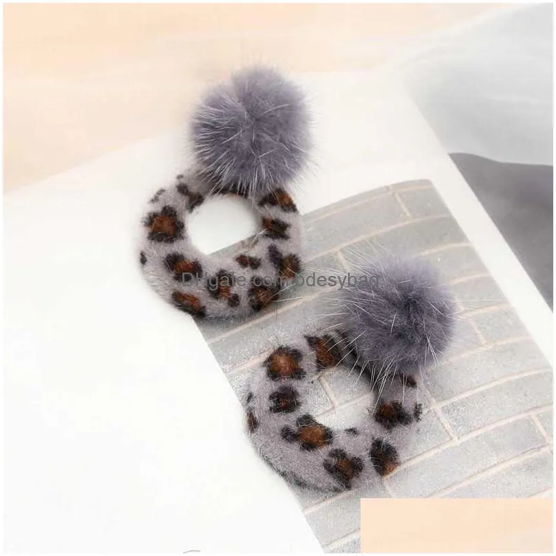 womens fashion twocolor fluffy faux fur small hollow ball pompom hook earrings pendant pendant mothers day gift