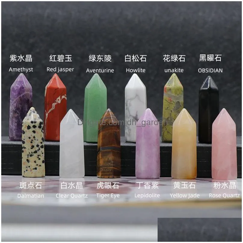 12x38mm natural stone hexagonal prism pillar charm single point crystal agates bead for jewelry making craft ornaments