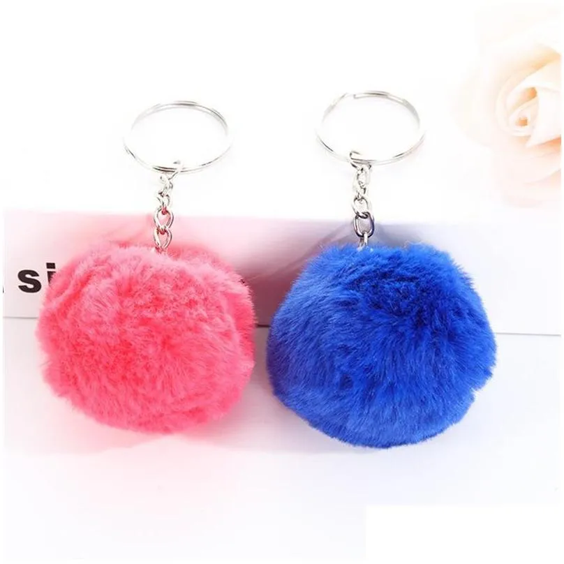 fashion plush ball keychain imitation rabbit fur soft balls key chain pendant luggage key ring creative gift 205 r2