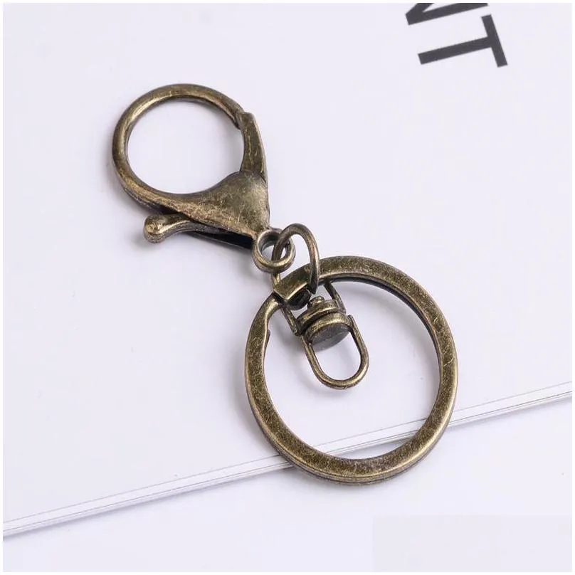 30mm key ring long 70mm popular classic 6 colors plated lobster clasp key hook chain jewelry making for keychain 310 n2