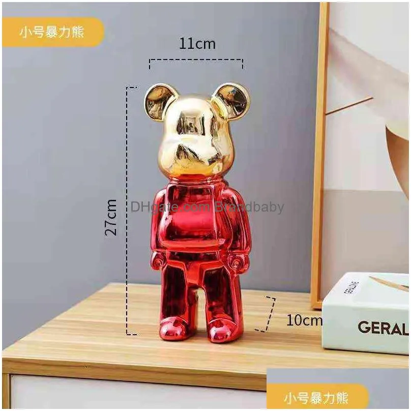 2022 nordic resin bearbricks 400% crafts violent bear electroplating electronic sculpture ornament home decoration living room