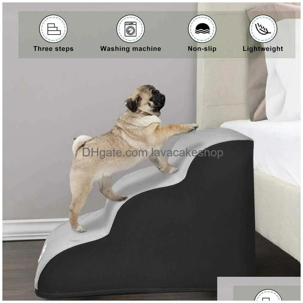 foam pet dog cat stairs ladders nonslip small hose ramp ladder 3 tiers puppy kitten bed sofa steps training toy h0929