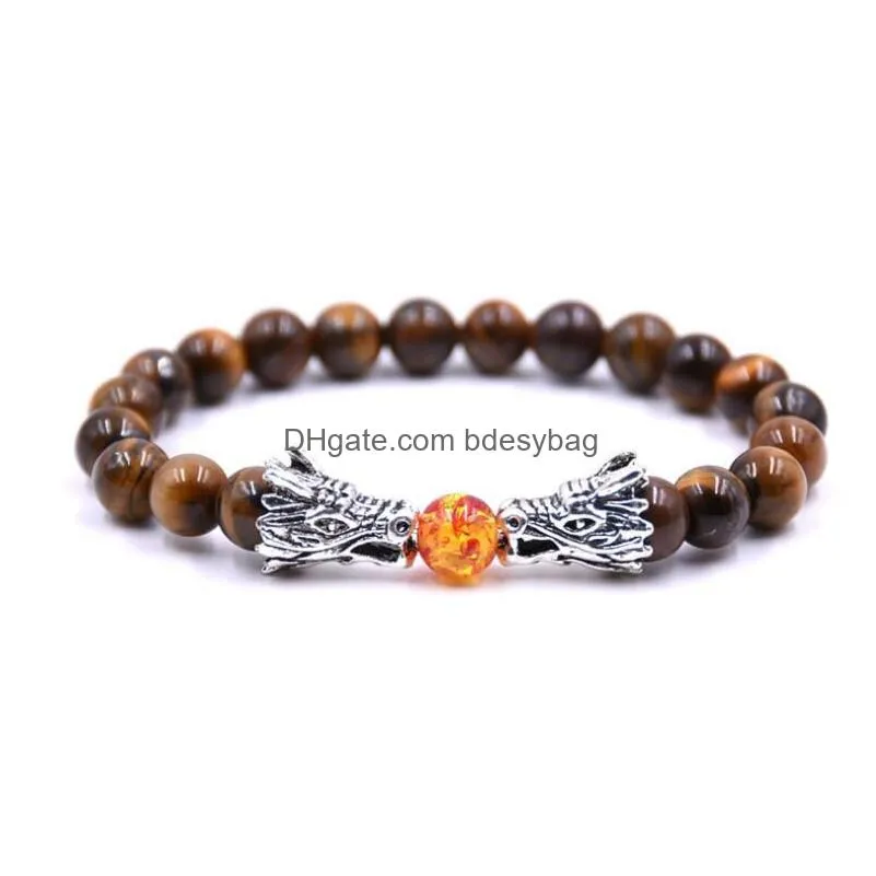 lava rock double dragon play pearl single energy stone bracelet men and women heal energy aura bracelet