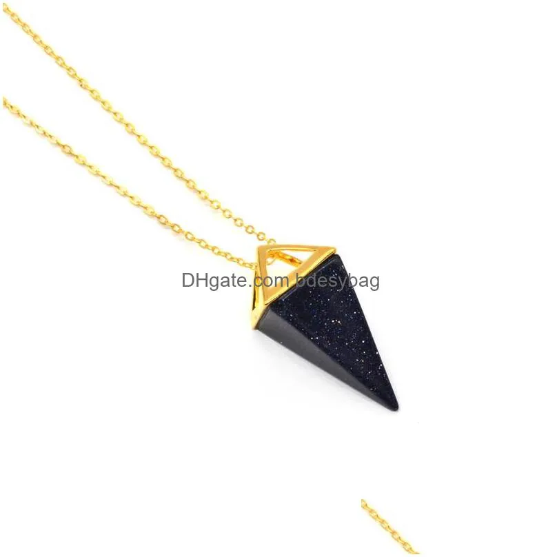 2017 fashion geometric real colorful nature stone necklace crystal necklaces gems stones pendant for women and men wholesale