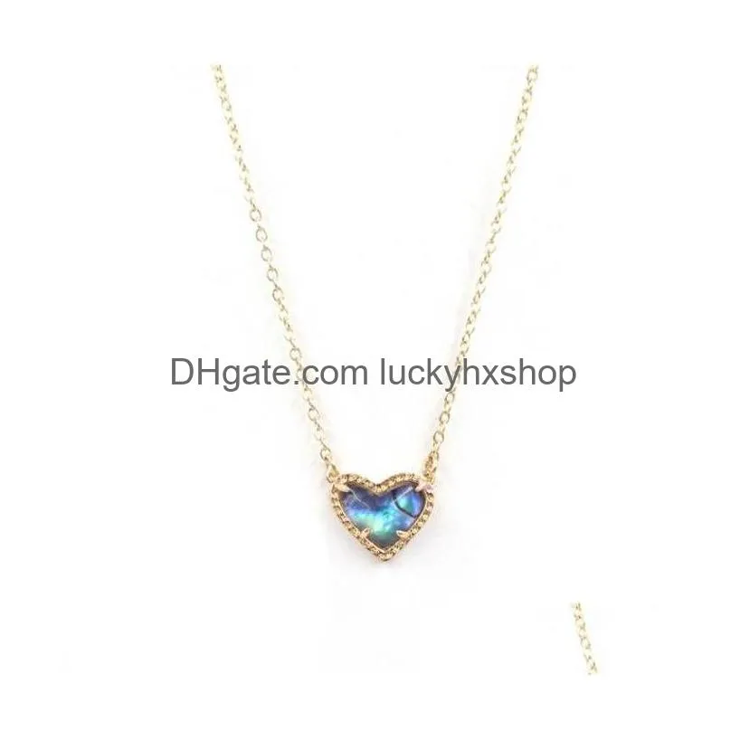 new valentines gift faux glitter abalone stone small heart shaped 3d resin shell mini love druzy necklaces for women pendants