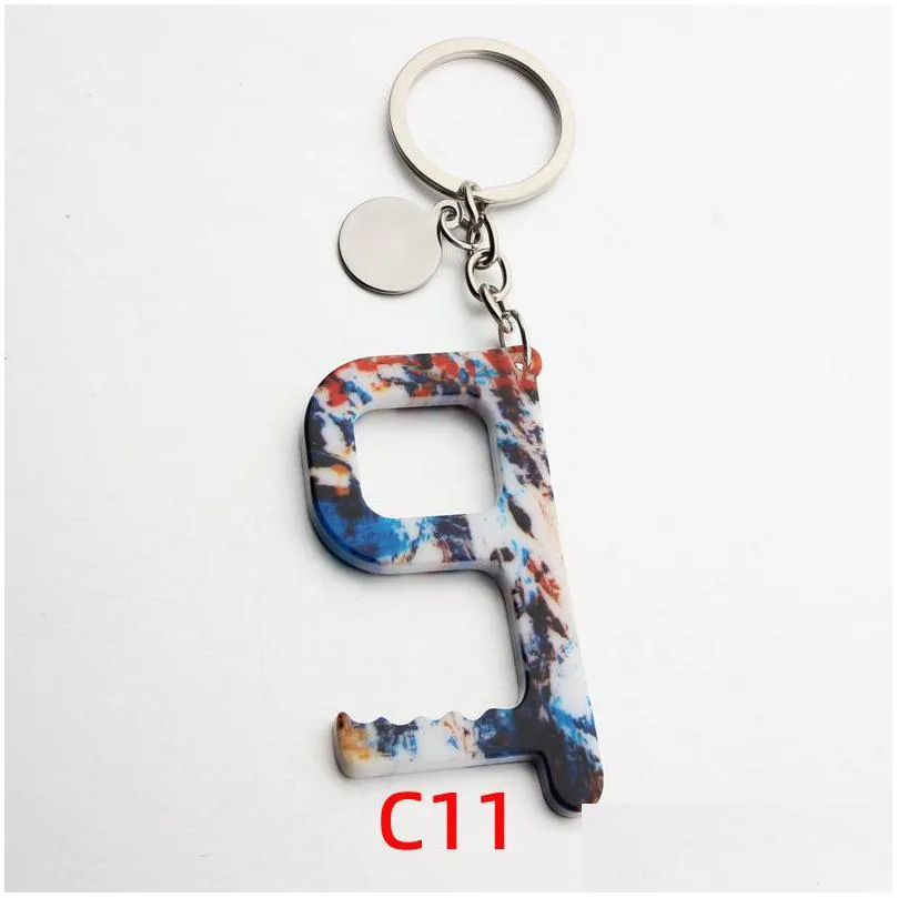 fashion key rings flower elevator buttons contactless tool door handle key grip safety protection notouch opener car keychain ring 611