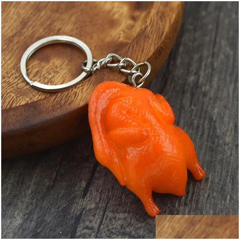 simulation food key chain pvc fake braised pork trotter roasted chicken pendant artificial creative foods keyring 1288 b3