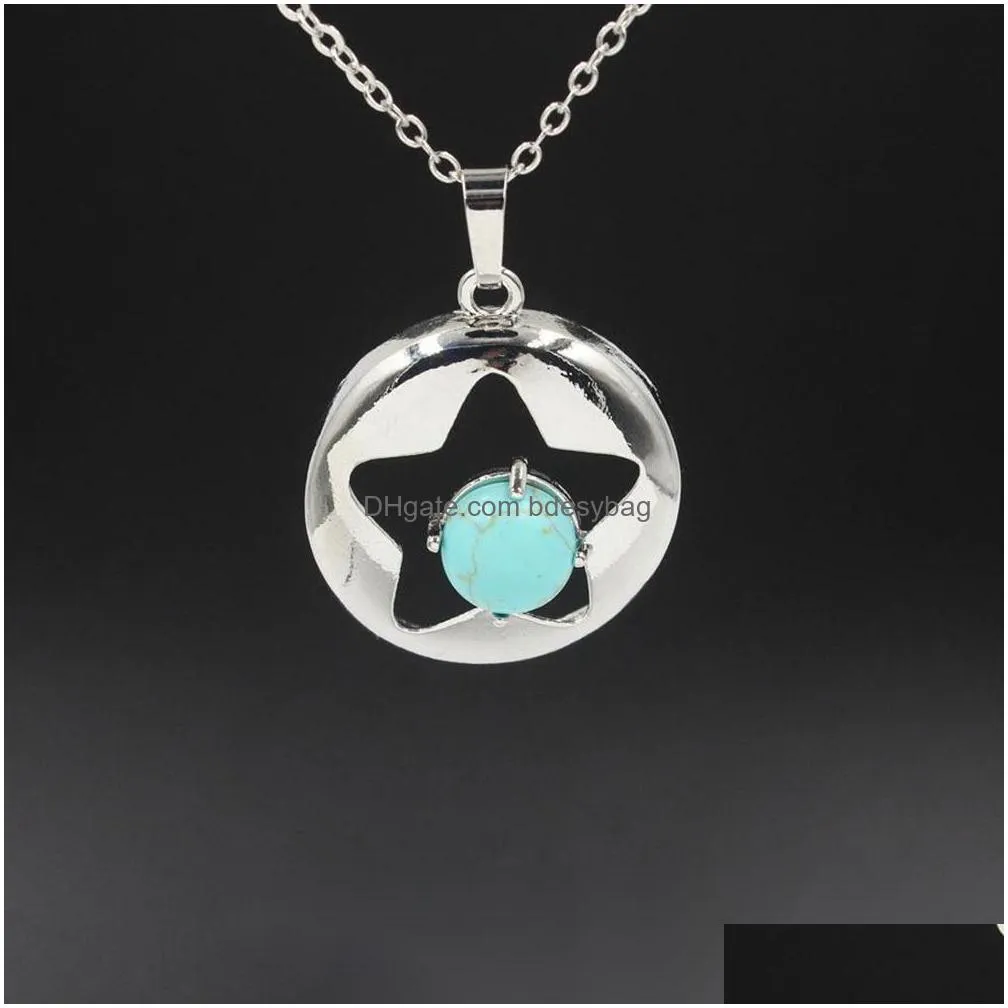 qimoshi natural stone star pendant necklace for women girl birthstone crystal chakra yoga druzy romantic friendship jewelry