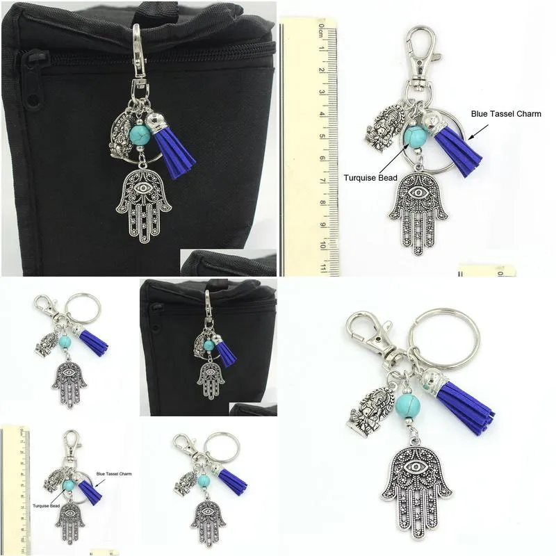 wholesale bohemian women handbag charm key chain ganesha hamsa hand keychain key ring holder bag pendant accessory jewelry gifts new