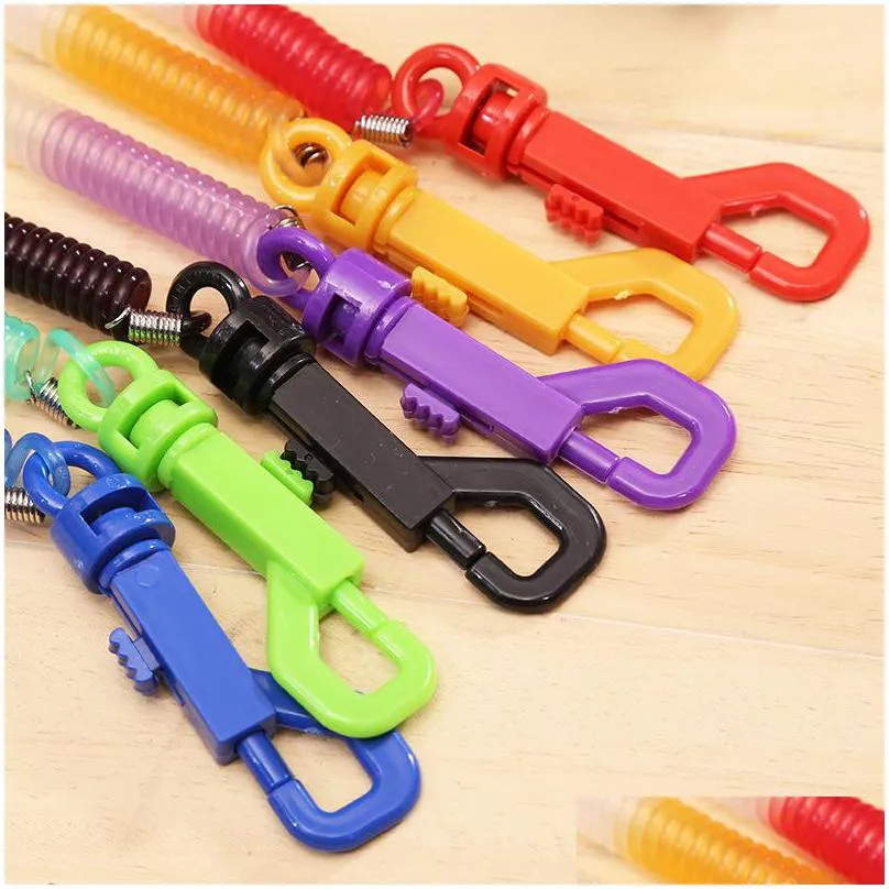 spring coil telephone line key rings elastic force stretching flexible wire mobile phone keychains men women originality colorful 0 44cx