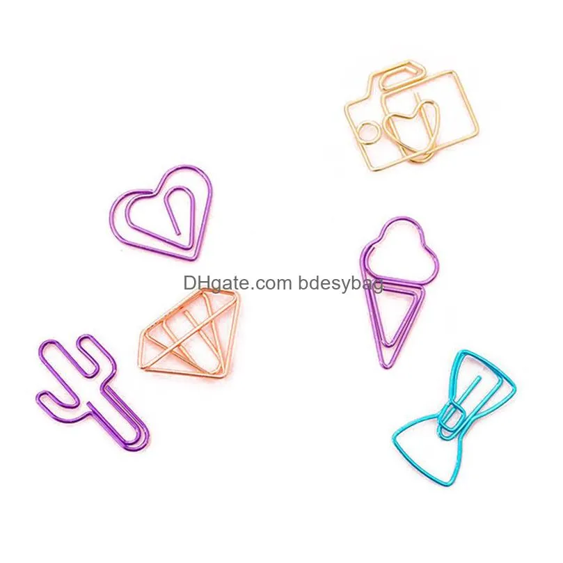 fashion jewelry creative hollow out paper clips set gold cute bookmark clip color paper clips office supplies