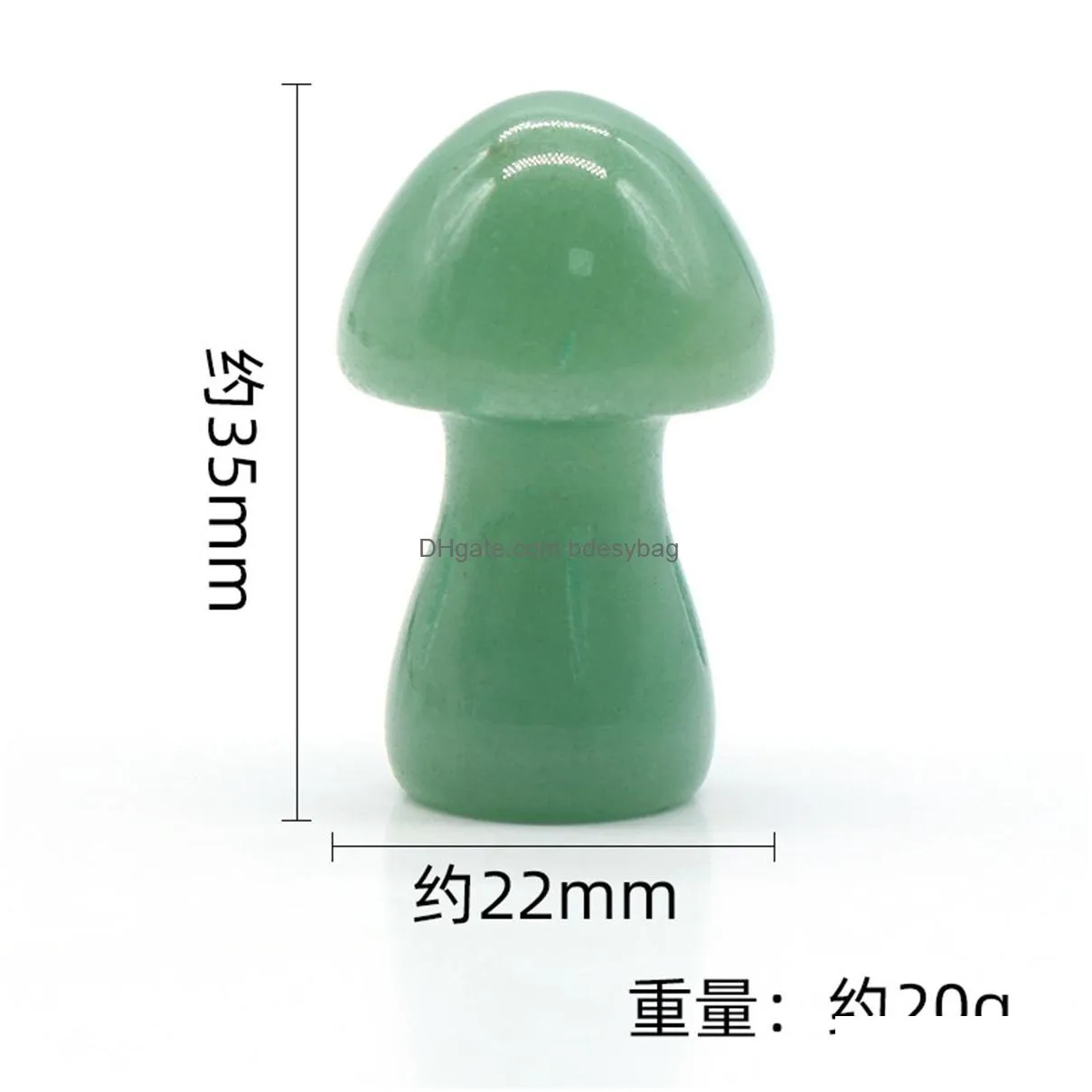 35mm natural green aventurine gemstone mushroom shape figurine carved crystal plant statue healing reiki chakra hand carved stone for