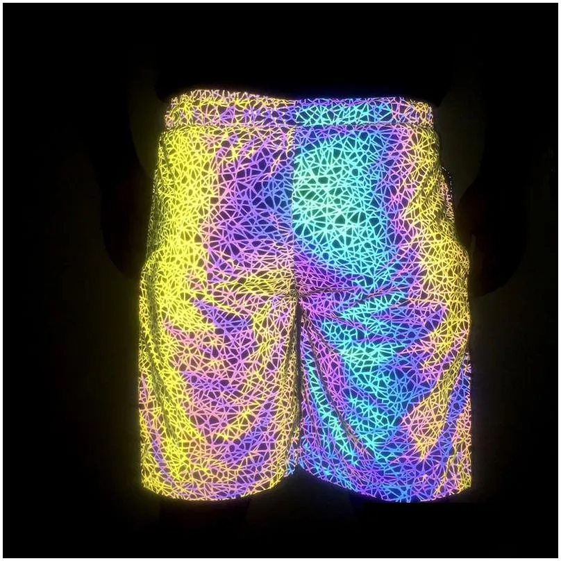 mens shorts glitzy reflective shorts mens casual sports nickel pants beach pants