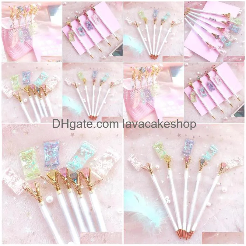 0.5mm kawaii pendant automatic pencils cute diamond mechanical pencil with sharpener for kids school office supplies stationery ballpoint