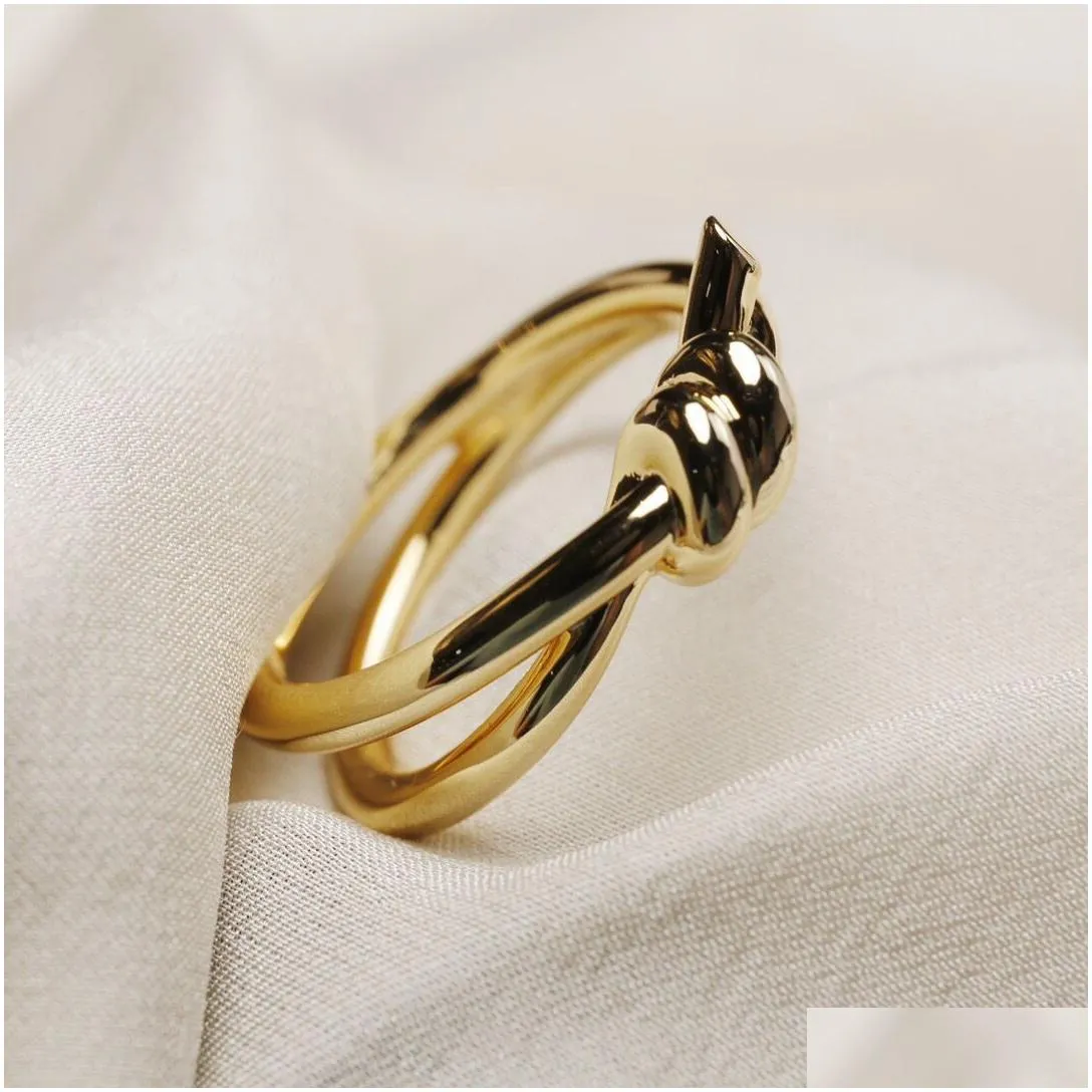 designer ring ladies rope knot ring luxury with diamonds fashion rings for women classic jewelry 18k gold plated rose wedding