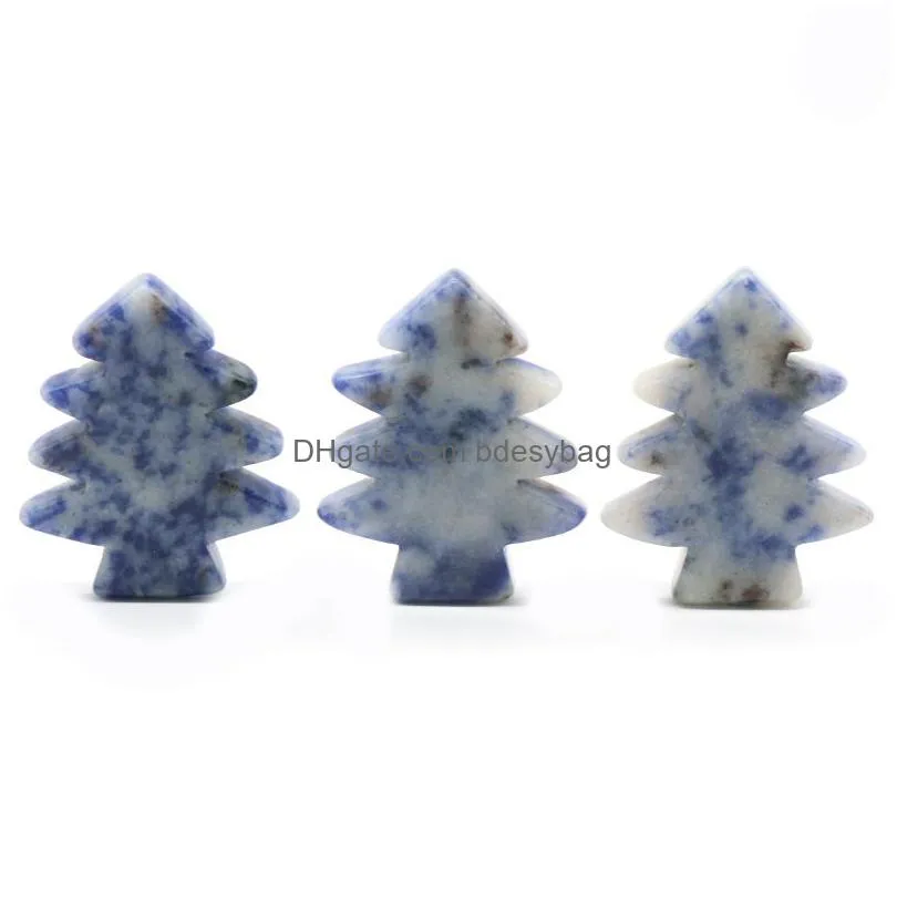 3 pieces howlite healing crystal stones pendant mini christmas tree desk ornament pocket stone home office christmas decoration