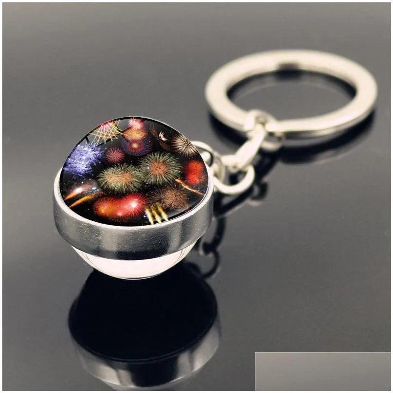 double glass ball universe star keychain solar moon keyring key holders bag hangs fashion jewelry gift will and sandy 800 r2