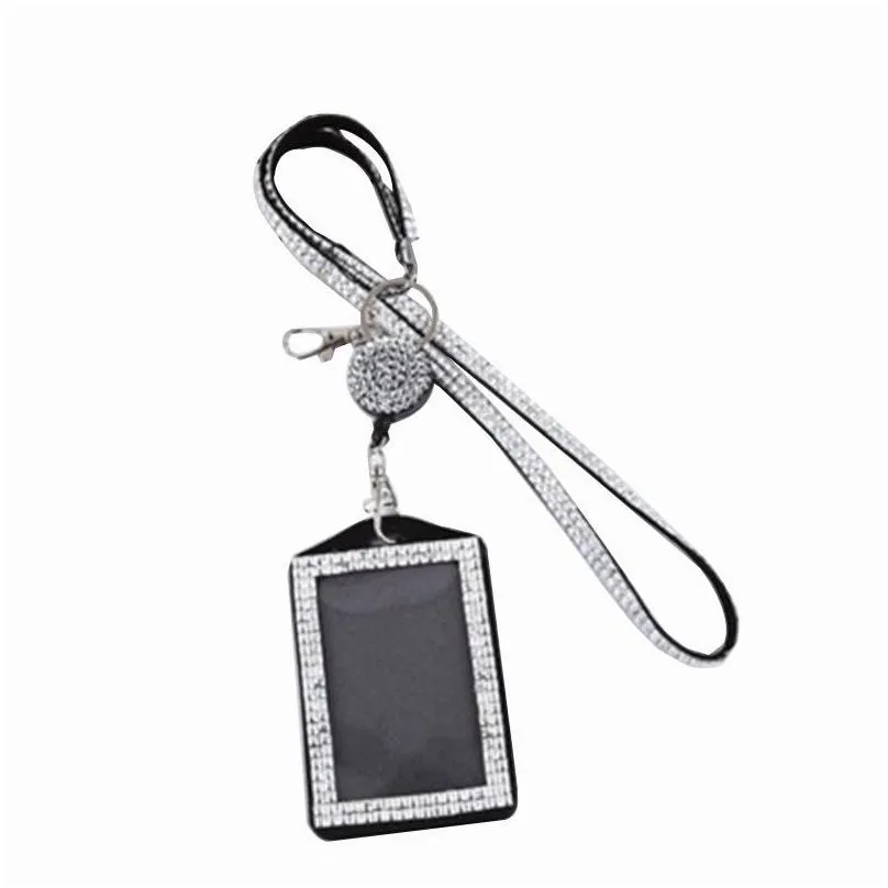 rhinestone inlay hanging belt handmade shiny women men simple necklace strap crystal phone pendant key chain fashion compact 6 8xq m2