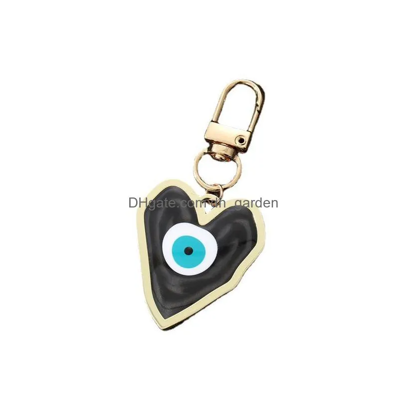 blooming heart evil eye clasp key rings for friend lovers gift resin eye bag car keyring pendant keychain