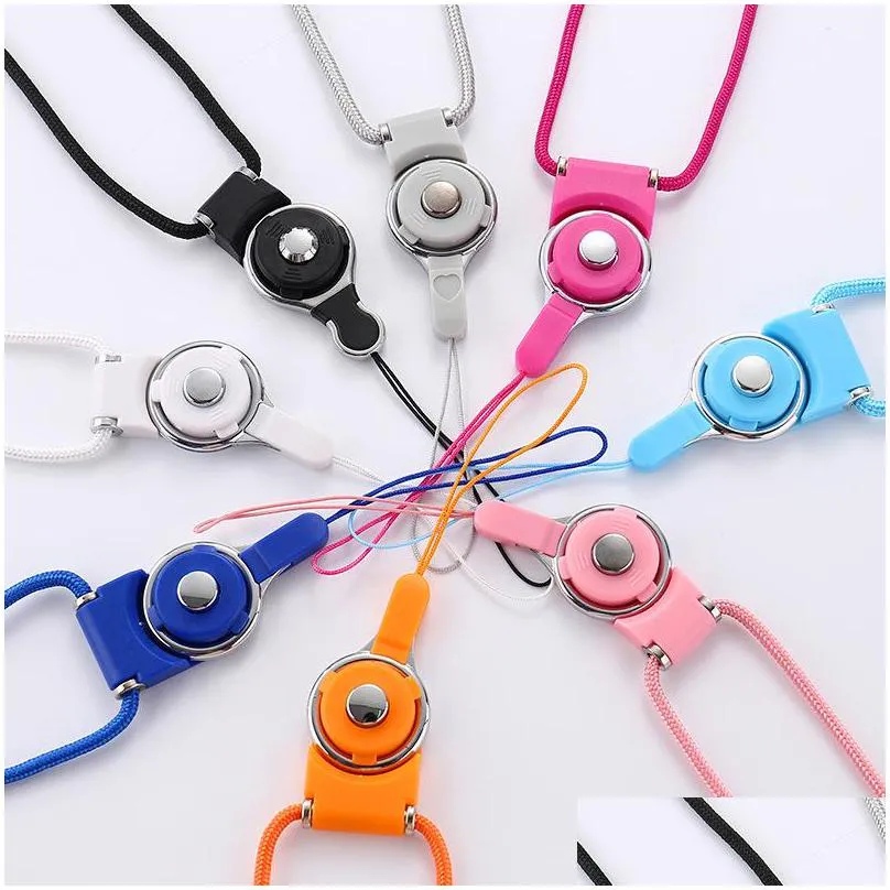 detachable cell phone strap neck lanyard key rings braided nylon hang rope for mobilephone badge camera mp3 usb id cards mixed color 946