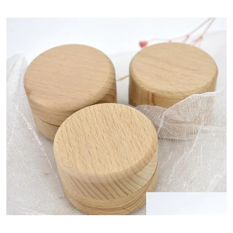 10pcs small round wooden storage box ring box vintage decorative natural craft jewelry case wedding accessories