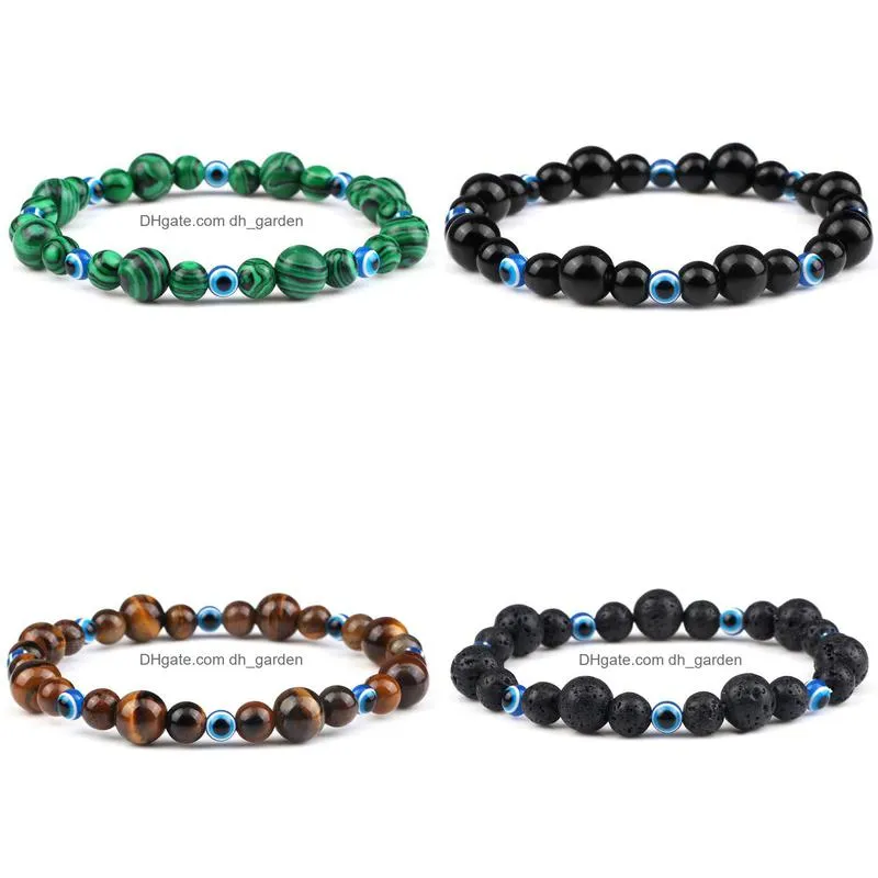 blue evil eye bracelets natural stone beaded men bangles adjustable women bracelet lucky yoga jewelry gifts