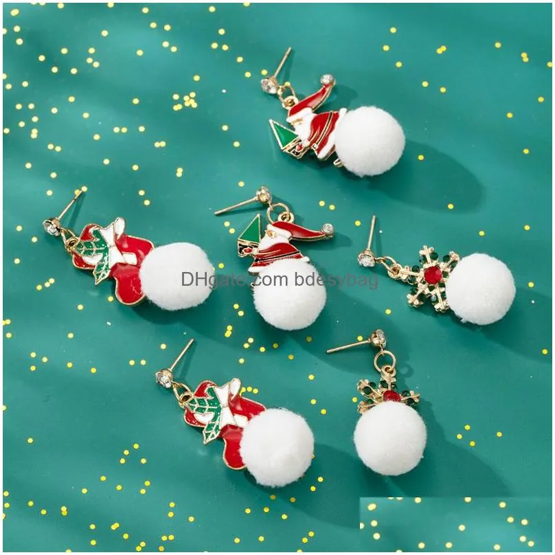 christmas earrings holiday ornaments set gifts for female girls thanksgiving ornaments christmas snowman snowflakes deer santa claus tree