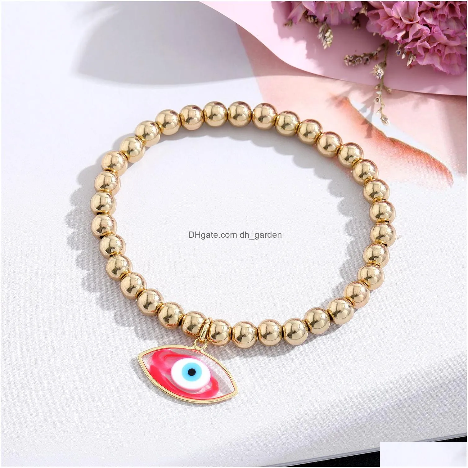 turkey oval blue evil eye charms bracelet women handmade gold plated beads rope chain lucky bracelets girl party jewelry gift couple